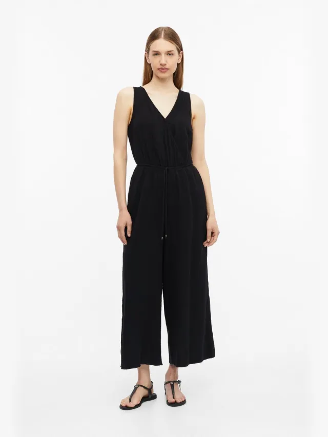 S.Oliver female - Mousseline jumpsuit met elastiek in de taille zwart