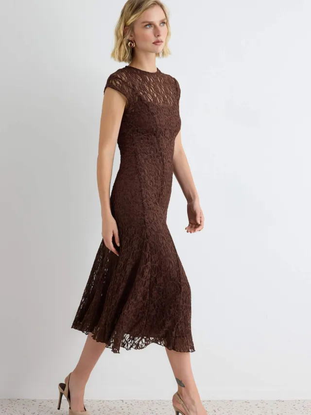 Trendyol TRENDYOLMİLLA Dames Bruin Effen Midi Mouwloos A-lijn Jurken, foto 2