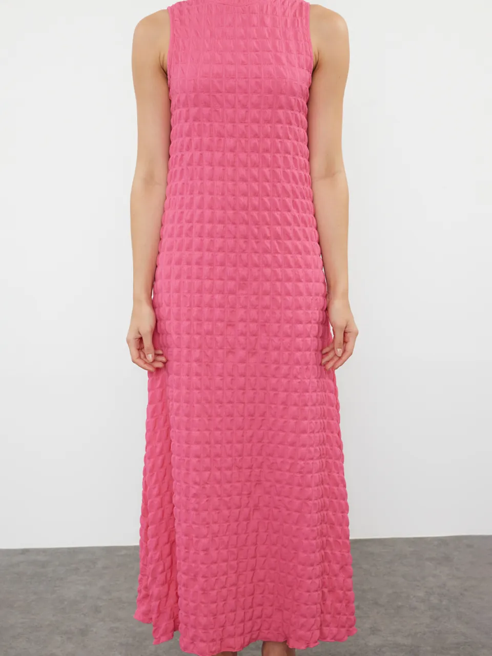 Trendyol TRENDYOLMİLLA Dames Roze Effen Maxi Mouwloos Casual A-lijn Jurken, foto 2
