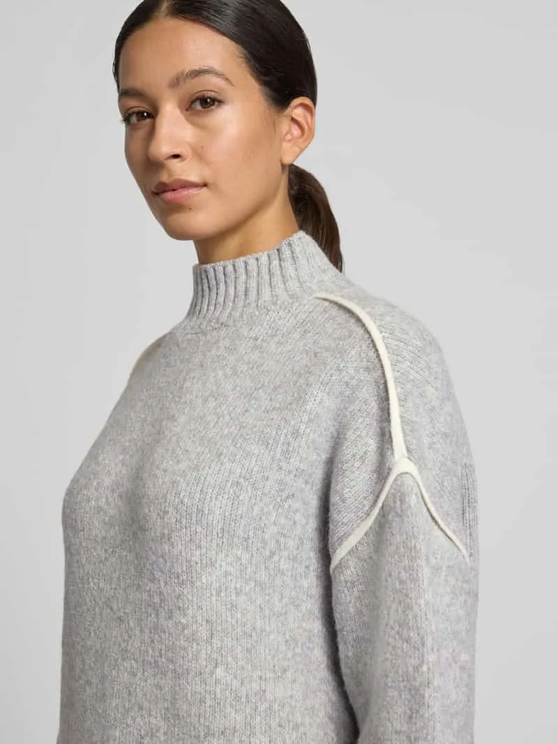 Vero Moda Regular Fit tricotjurk met contrasterende strepen model 'BOOM' lichtgrijs gemêleerd, foto 5