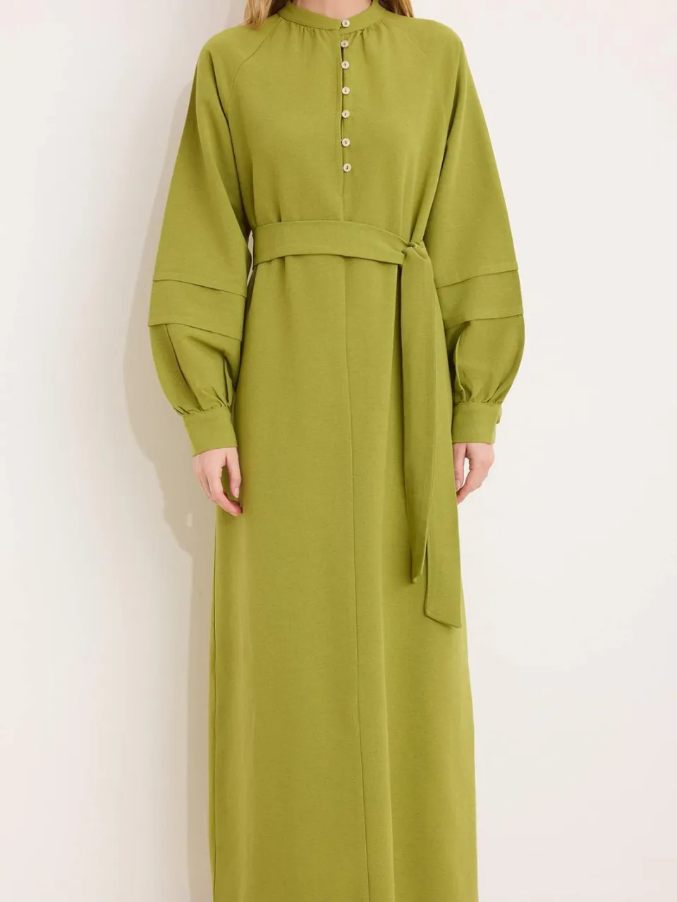 Trendyol Modest Dames Groen Effen Maxi Lang Casual A-lijn Modest Jurken, foto 2