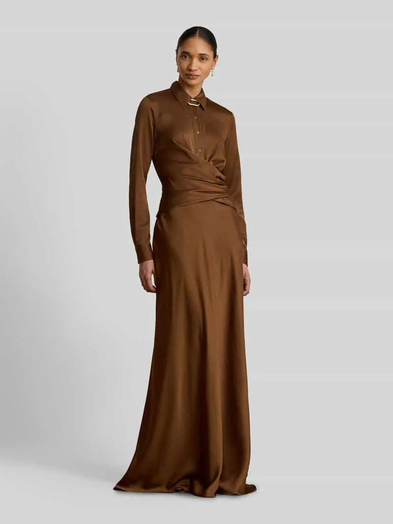 Lauren Ralph Lauren Avondjurk met plooien in de taille Lichtbruin