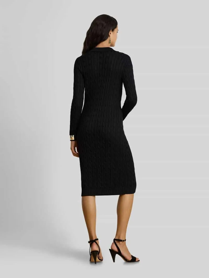 Lauren Ralph Lauren slim fit tricotjurk van mix van katoen en viscose zwart, foto 3