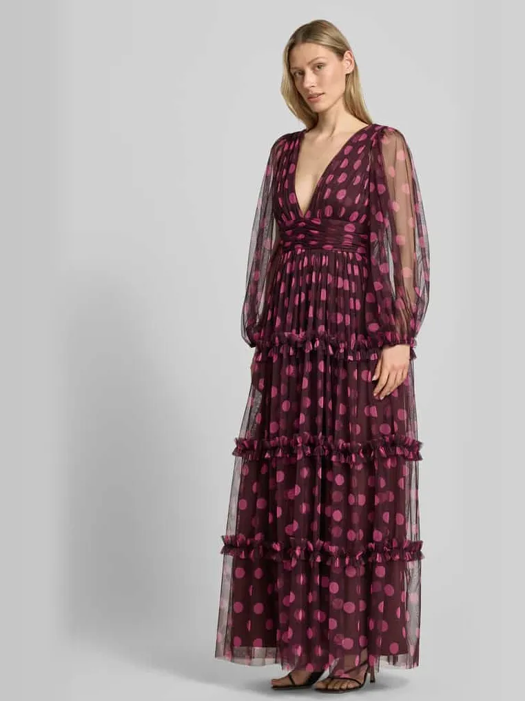 Lace & Beads maxi-jurk met diepe v-hals helder paars, foto 5