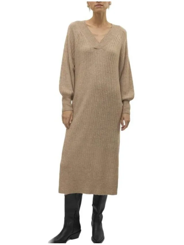 Vero Moda Lange Jurk Vero Moda Philine Beige