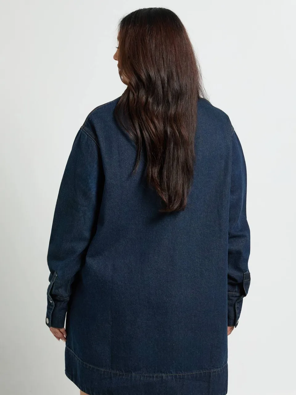 boohoo Dames Plus lange mouwen denim jurk, foto 2
