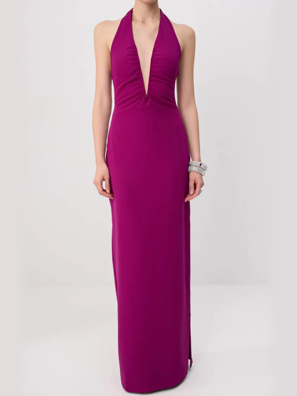 Trendyol TRENDYOLMİLLA Dames Paars Effen Maxi Mouwloos Recht Avond & Gala Jurk Rood