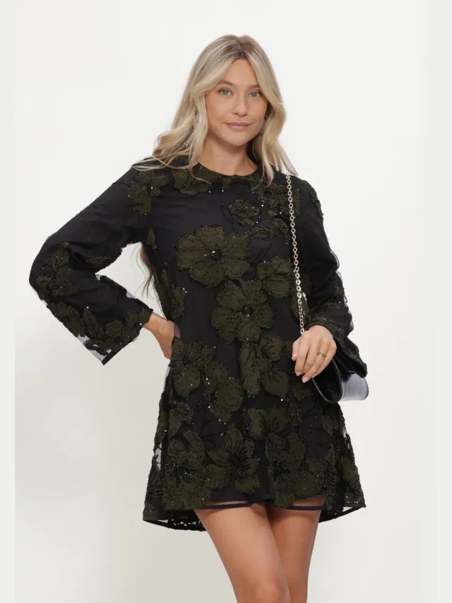 Y.A.S. YAS Dames Jurken Yasflouing Ls Dress - Zwart