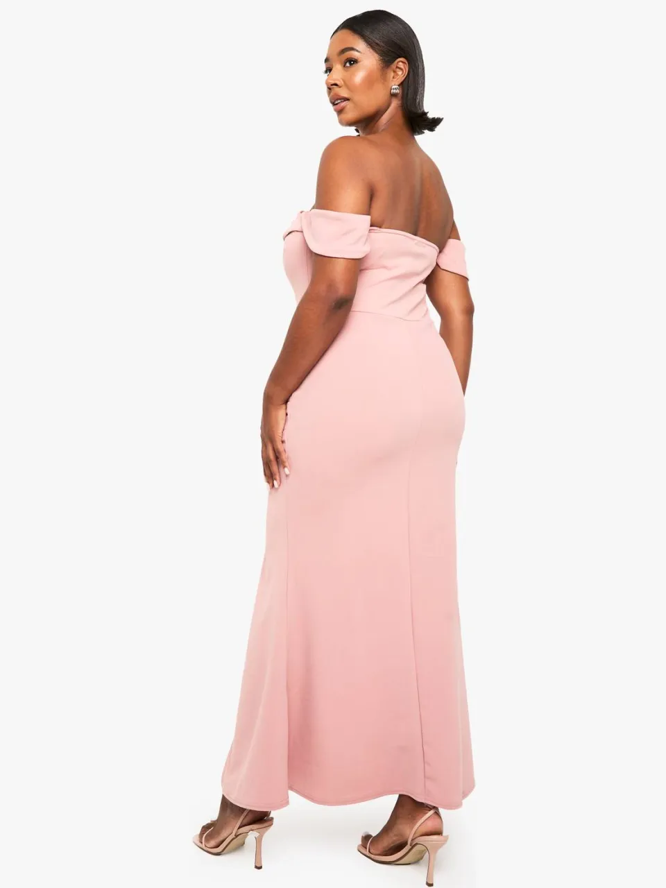 boohoo Dames Plus Bardot Gerafelde Wikkel Maxi-Jurk blush, foto 2