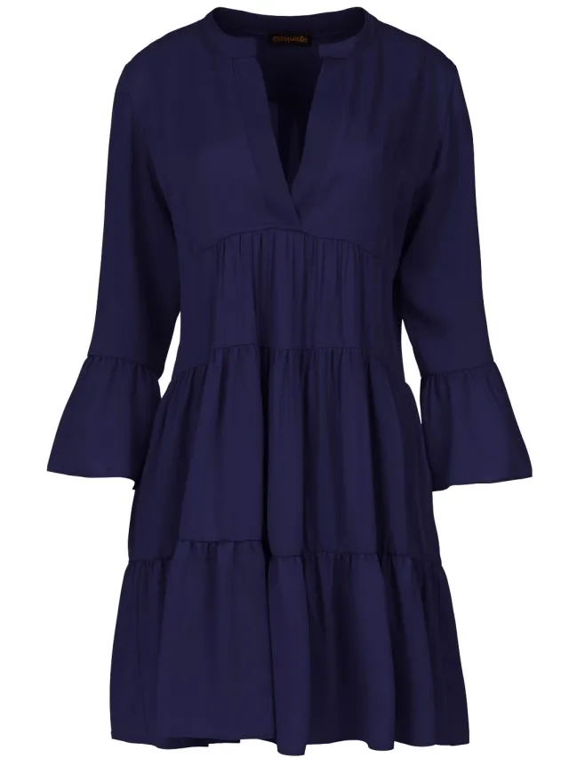 Conquista Marine jurk met geplooide naden Marineblauw