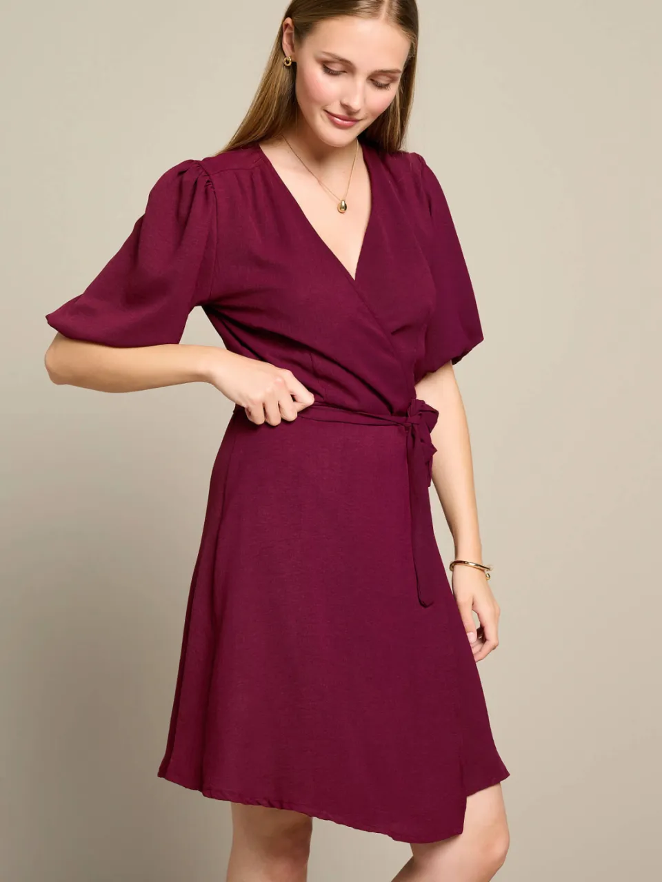 LOLALIZA viscose zomerjurk - donkerrood, foto 3