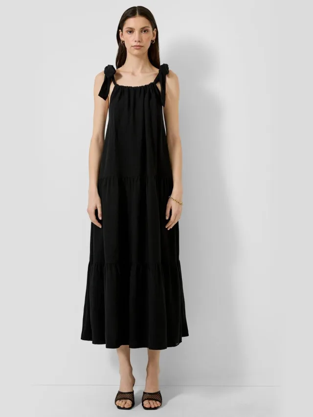 QS female - Linnen mix maxi jurk zwart