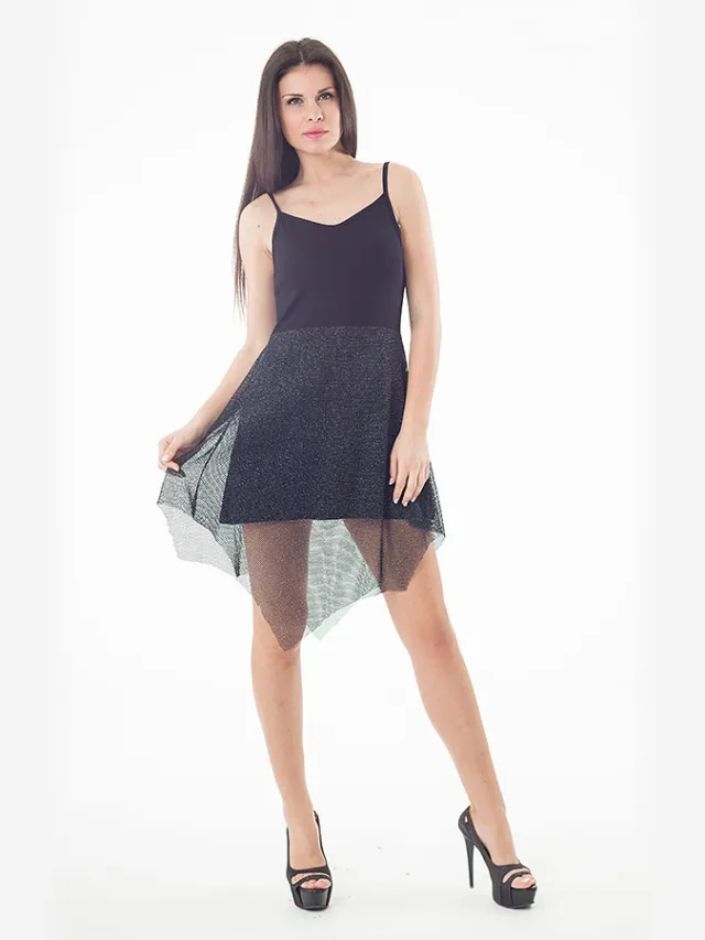 Conquista Mini-jurk met laagjesdetail Zwart