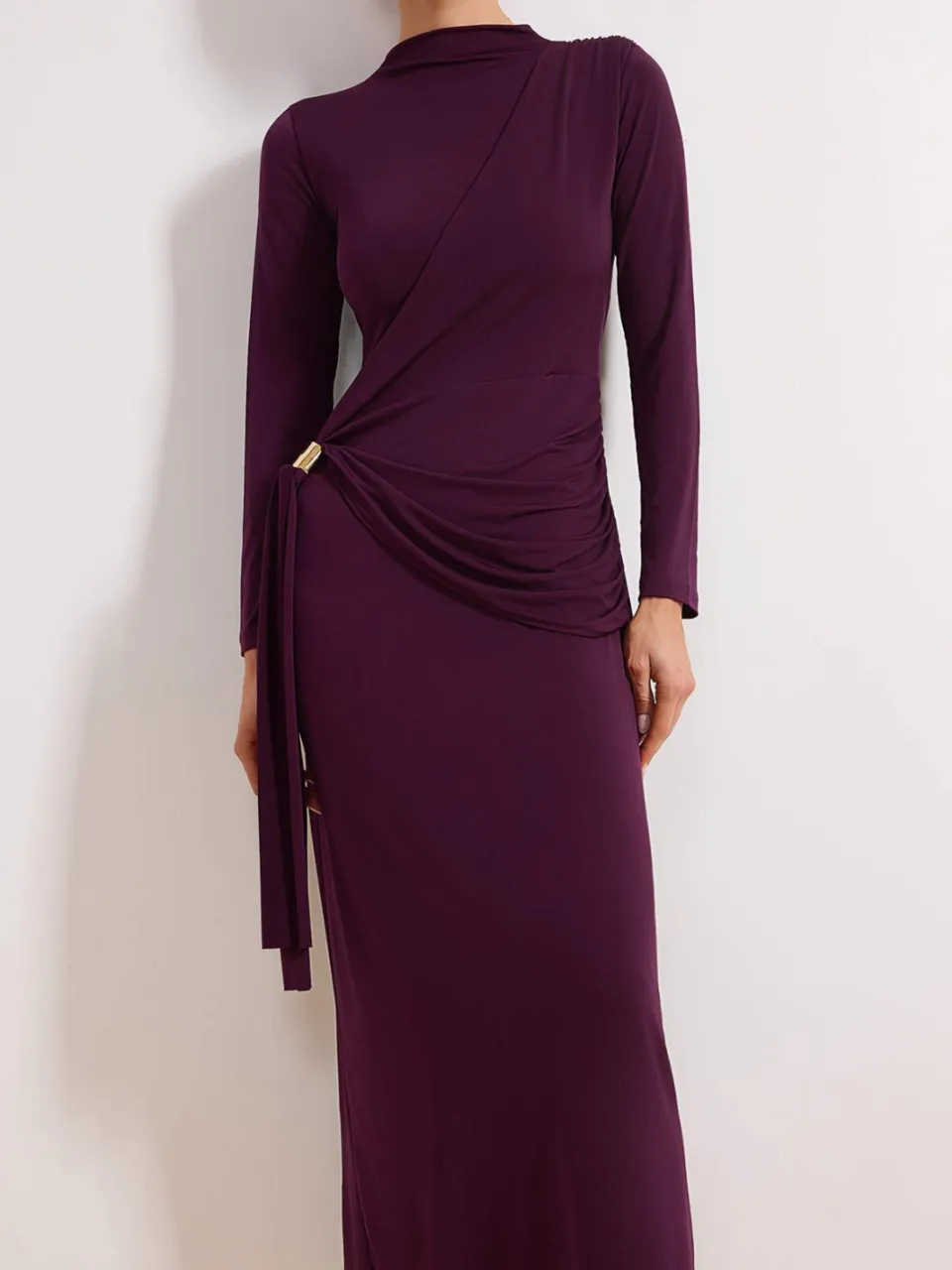 Turkishsouq Paarse platte maxi-jurk voor dames, lange, casual/dagelijkse bodycon jurk met hijab., foto 2