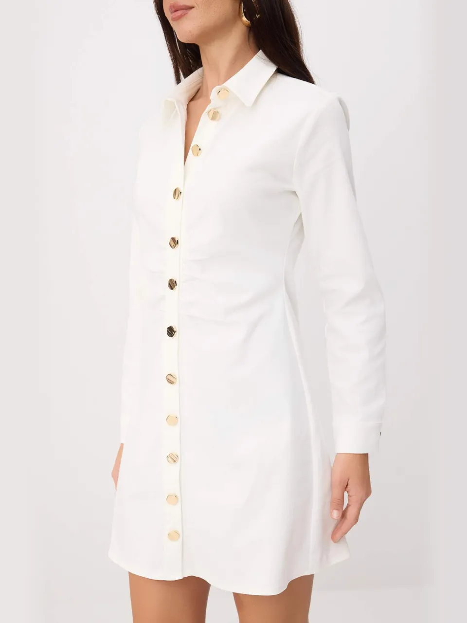 Trendyol TRENDYOLMİLLA Dames Ecru Effen Kort / Mini Lang Casual Blousejurk Jurken, foto 2