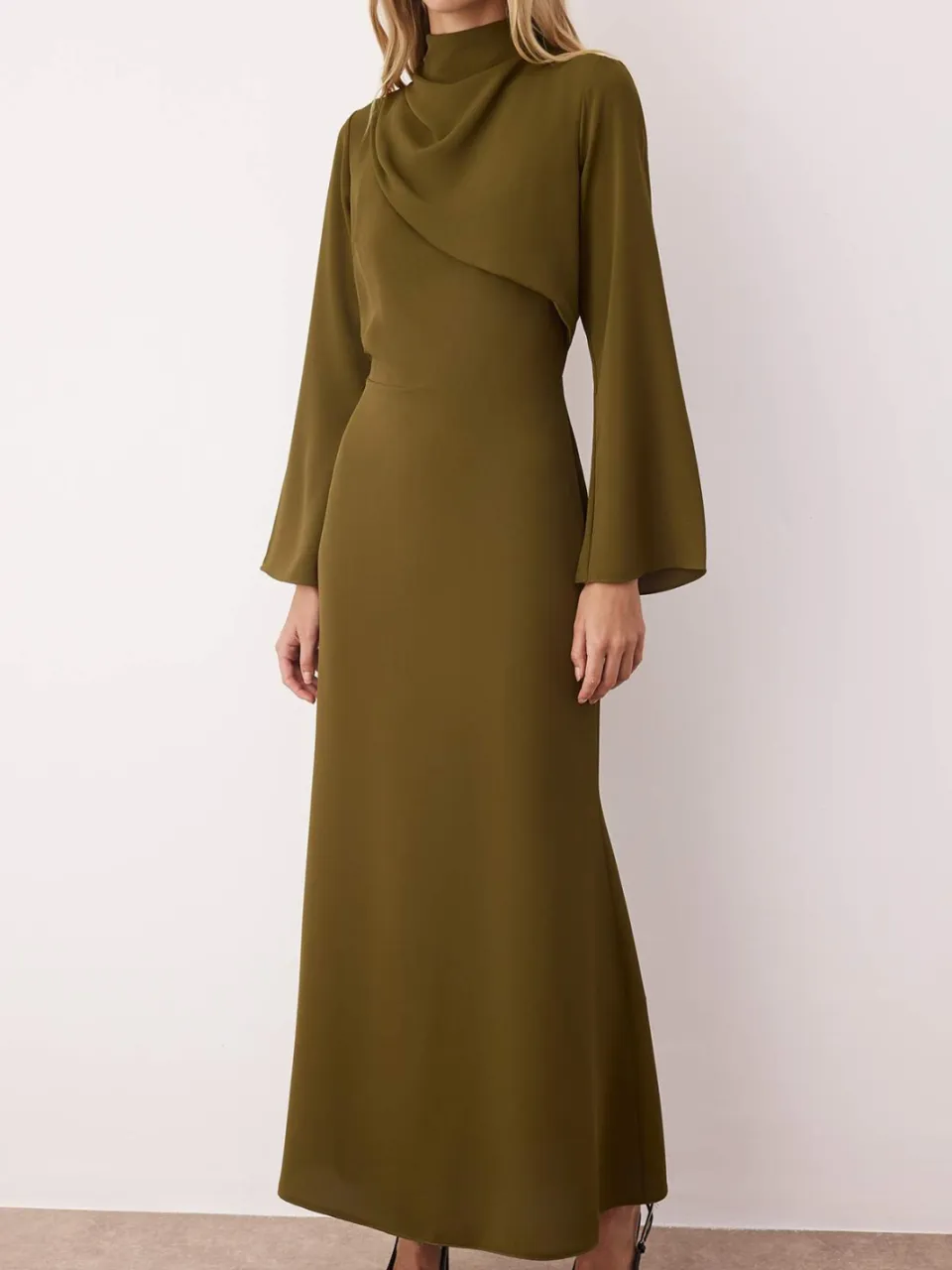 Trendyol Modest Dames Kaki Effen Maxi Lang Casual A-lijn Modest Avond Jurken, foto 2