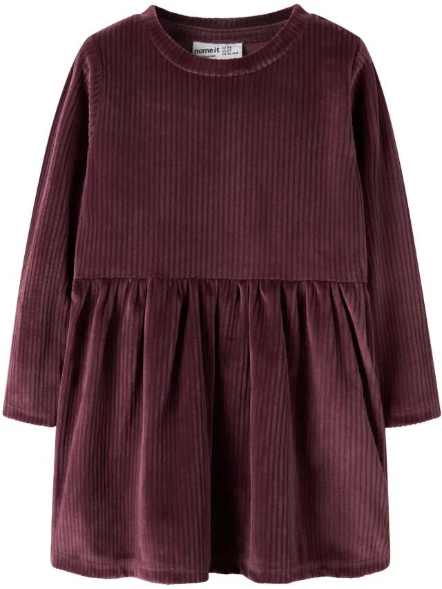 NAME IT Jurk Velours Catawba Grape1