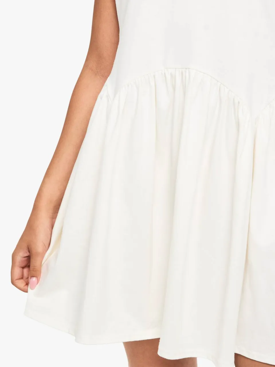 boohoo Dames Katoenen Smock Jurk met Gebogen Zoom wit, foto 4
