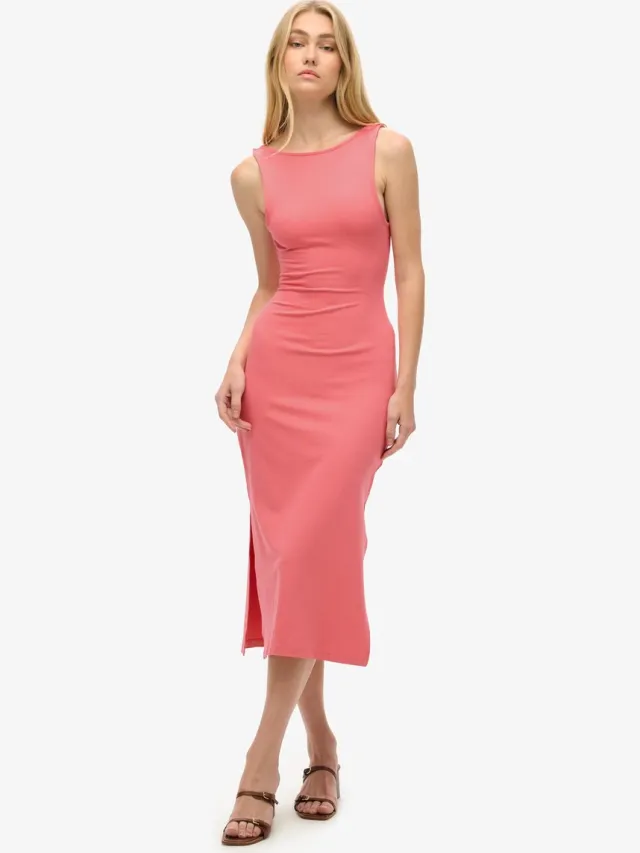 Lange Jurk Superdry Robe Twist Back sans manches rose