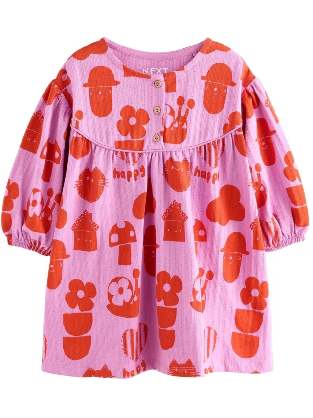 Next Meisjes - Lange jurk met pofmouwen - Paars Purple