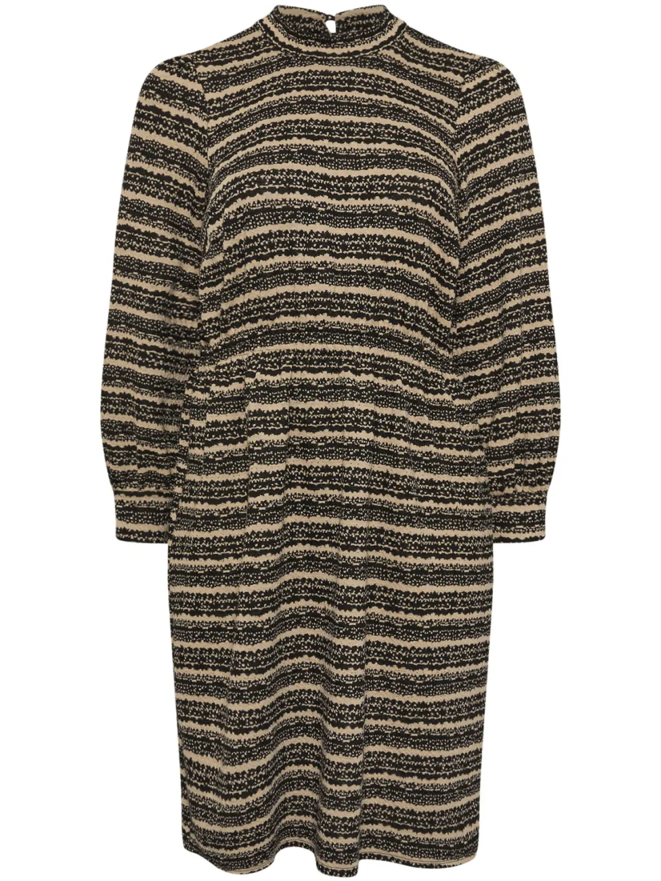 Yours Geribbelde Midijurk Met Strepenprint En Hoge Hals In Zwart, foto 5