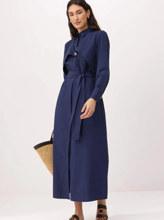 Trendyol Modest Dames Donkerblauw Effen Maxi Lang Skater Modest Jurken Marineblauw/Blauw