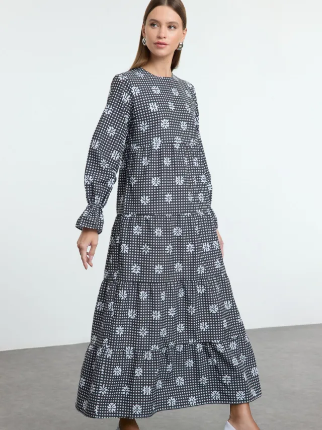 Trendyol Modest Dames Zwart Maxi Lang Casual A-lijn Modest Jurken