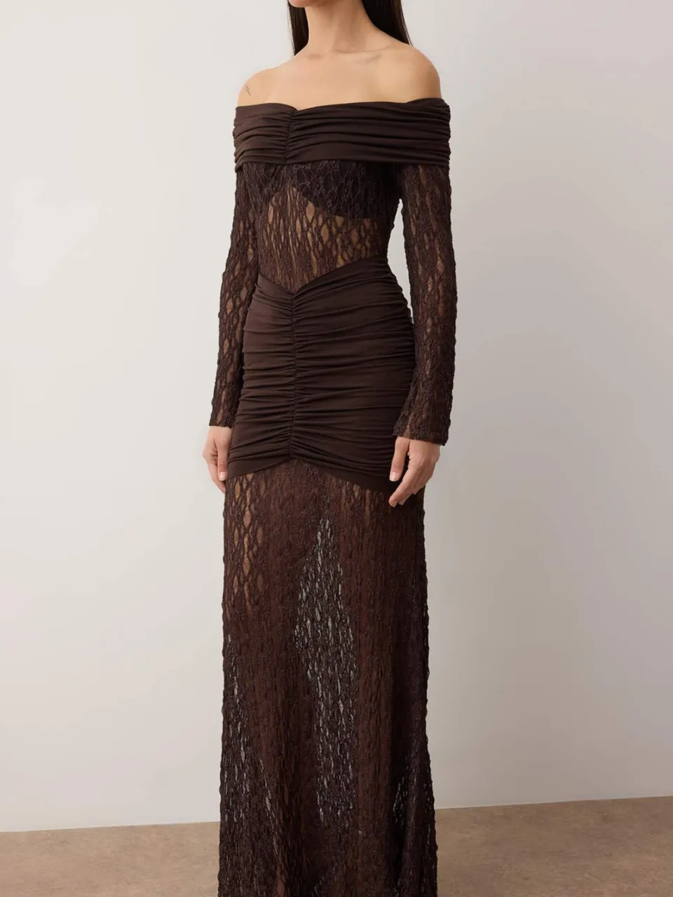 Trendyol TRENDYOLMİLLA Dames Bruin Effen Maxi Lang Diploma-uitreiking / Gala Zeemeermin Avond & Gala Jurk, foto 2