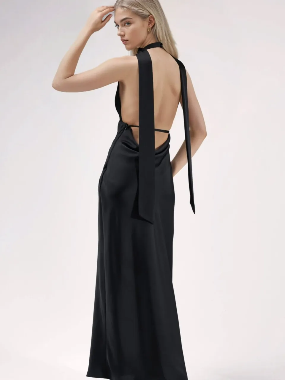 Hiccup V-hals Bodycon Maxi-jurk zwart, foto 2
