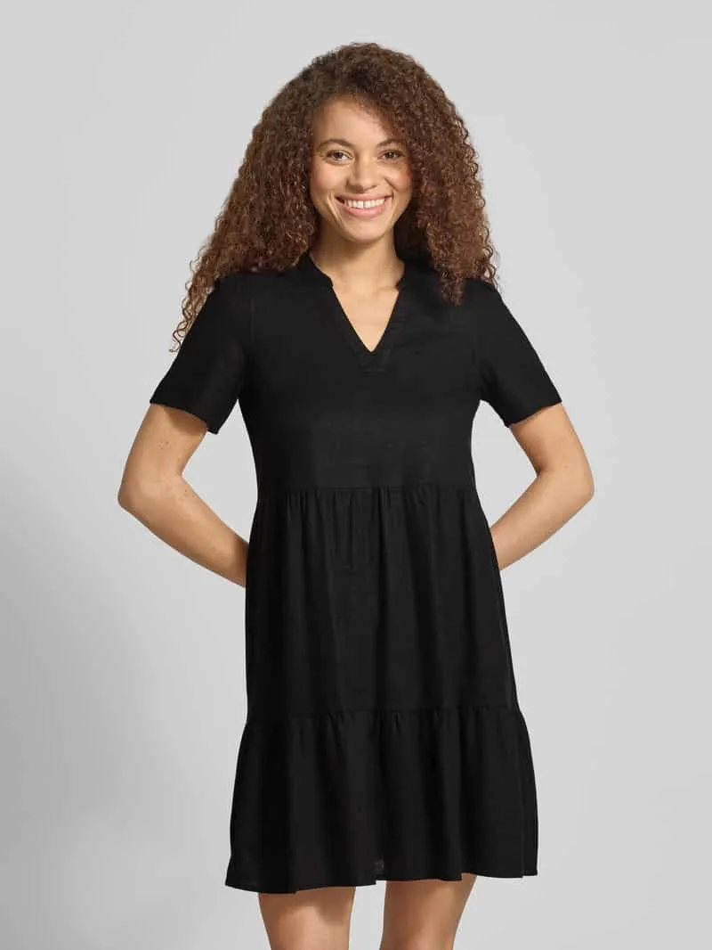 Only A-lijn vrijetijdsjurk van mix van viscose en linnen model 'TIRI-GOA' zwart, foto 4