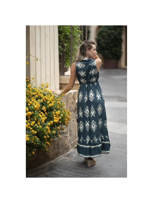 Isla Bonita By Sigris Lange Jurk Isla Bonita By Sigris Lange Midi-Jurk Blauw