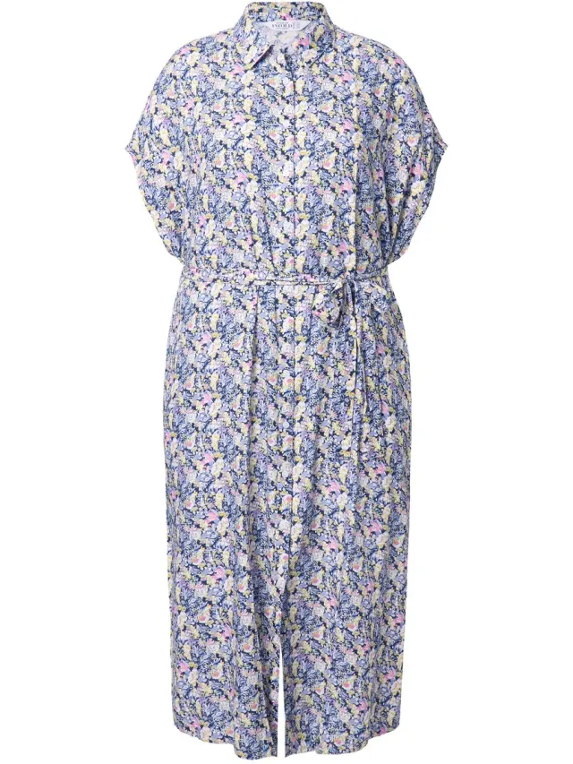 Studio Untold Dames - Maxi-jurk overhemdjurk bloemenprint - Roze - Maat 46+
