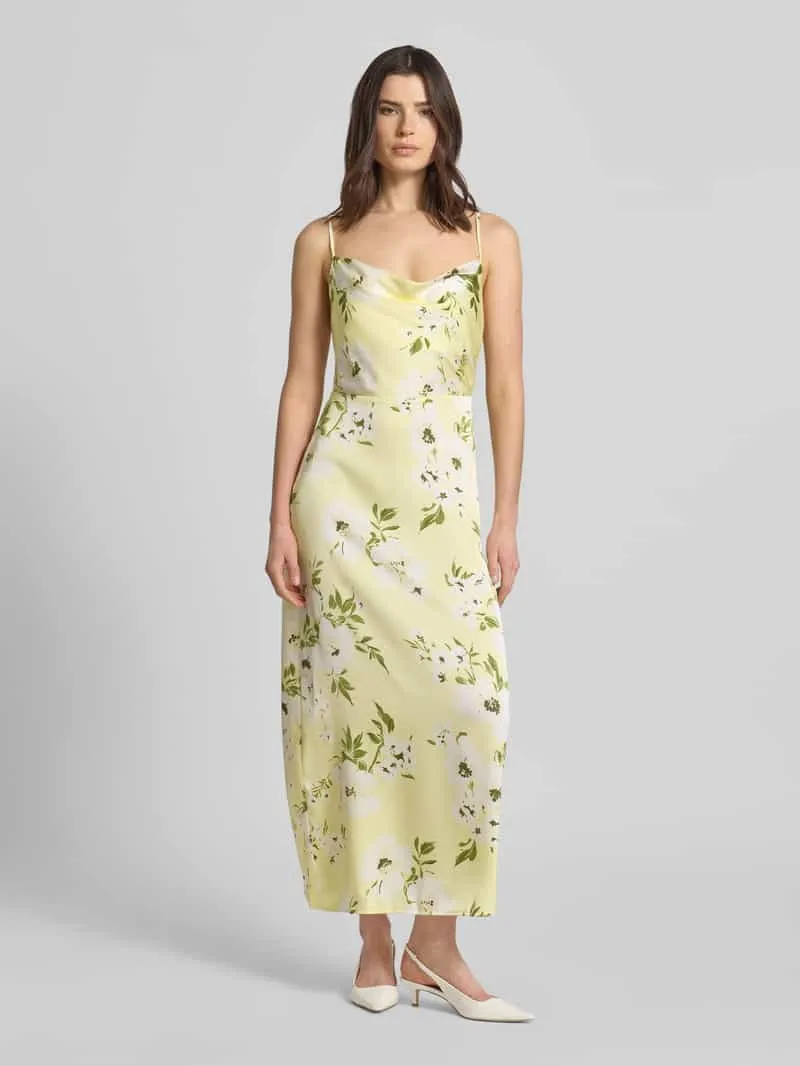 Vila midi-jurk in all-over look model 'RAVENNA' Lichtgeel