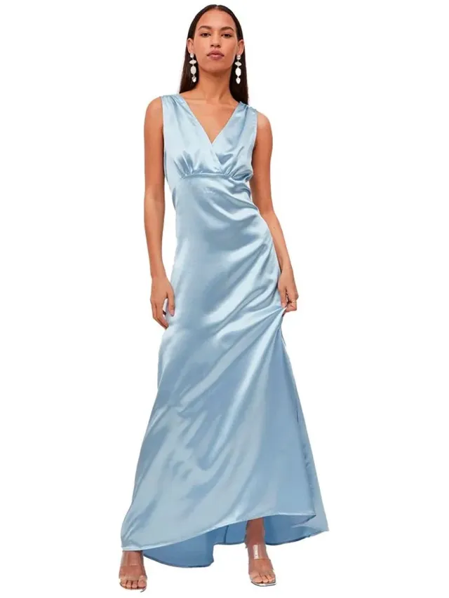Vila Sittas Lange Jurk Zonder Mouwen Blauw 38 Vrouw Kentucky Blue