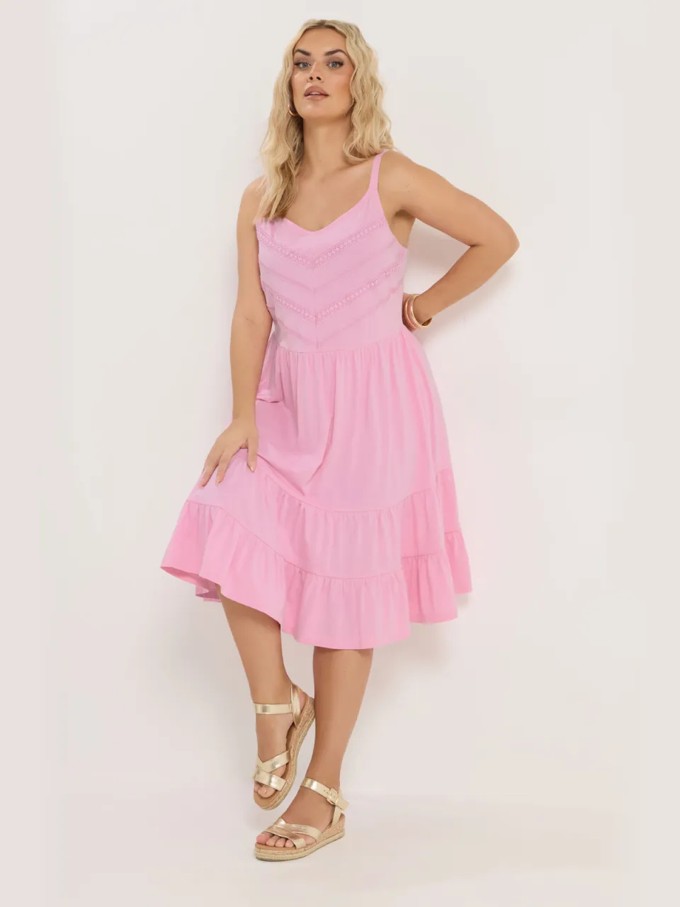Yours Roze Kanten Strandminijurk-56 Pink