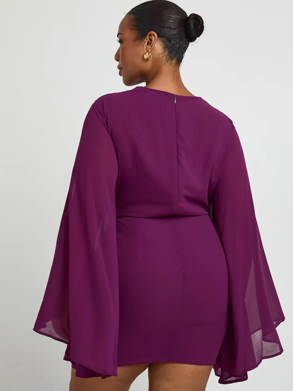 boohoo Dames Plus Chiffon Waterval Mini Jurk violet, foto 2
