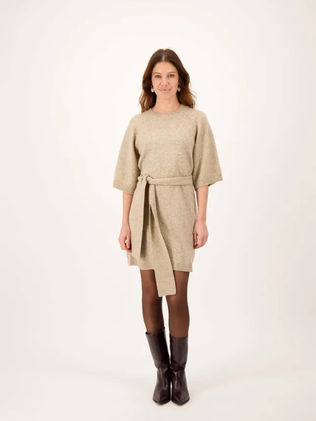 Zusss brei jurk met raglan mouwen - Grey Oyster