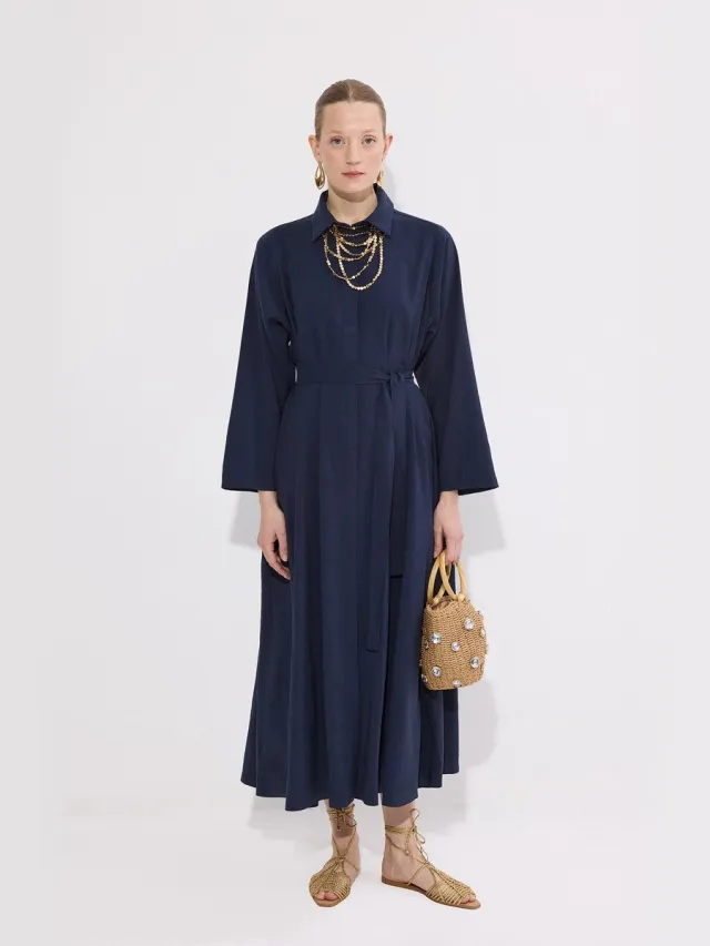 TOUCHÉ PRIVÉ Blousejurk met speciale structuur - Marineblauw - Dames