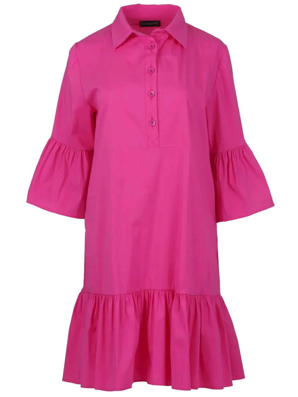 Conquista Fuchsia klokmouwtjes jurk met ruche zoom, foto 2