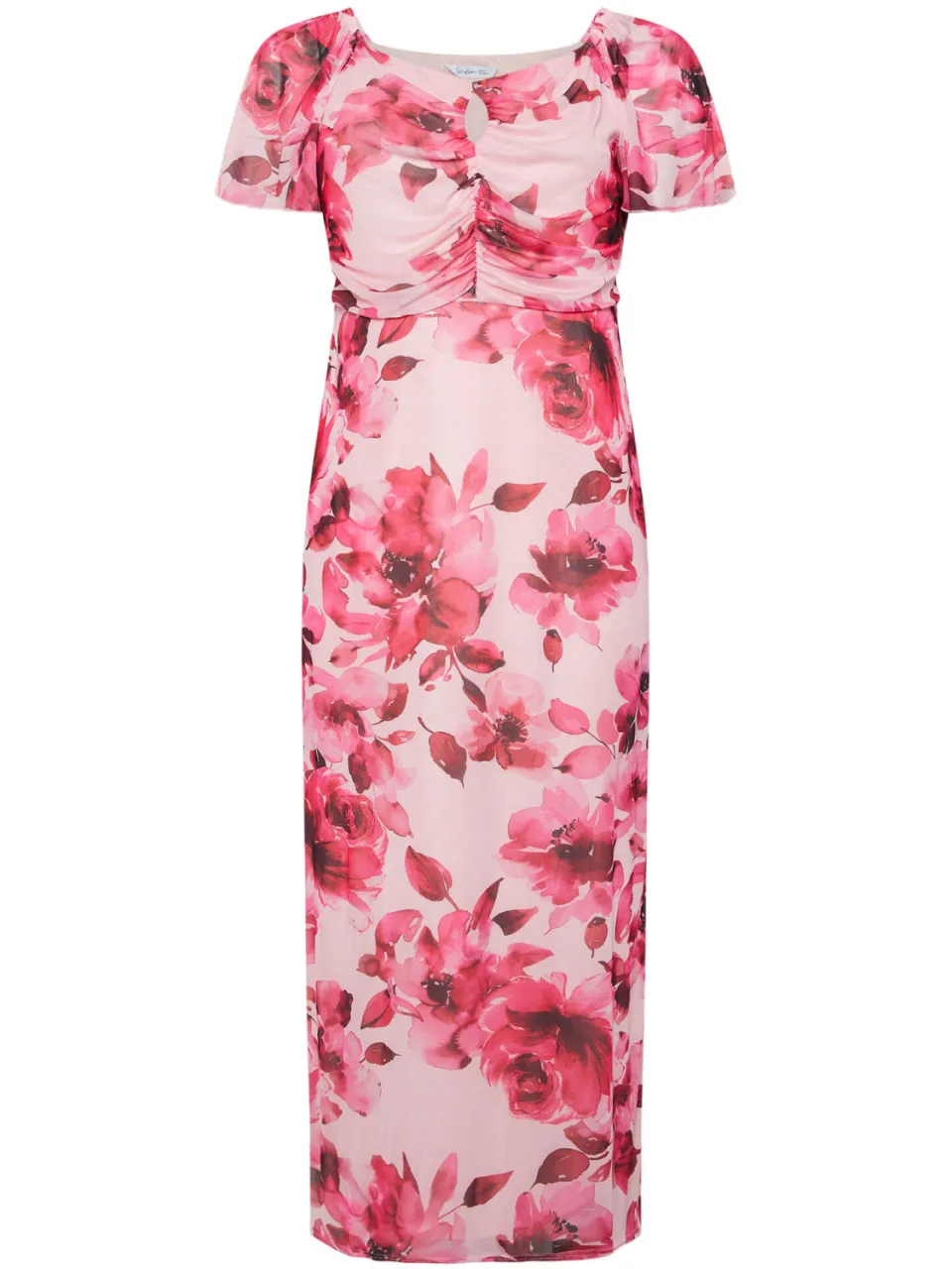 Yours London Roze Bloemenprint Maxijurk Met Keyholedetail-60, foto 5