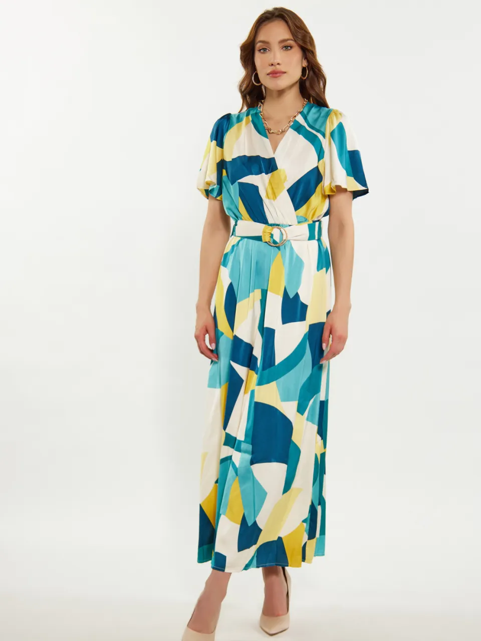 Faina Jurk Dames Blauw Veelkleurig