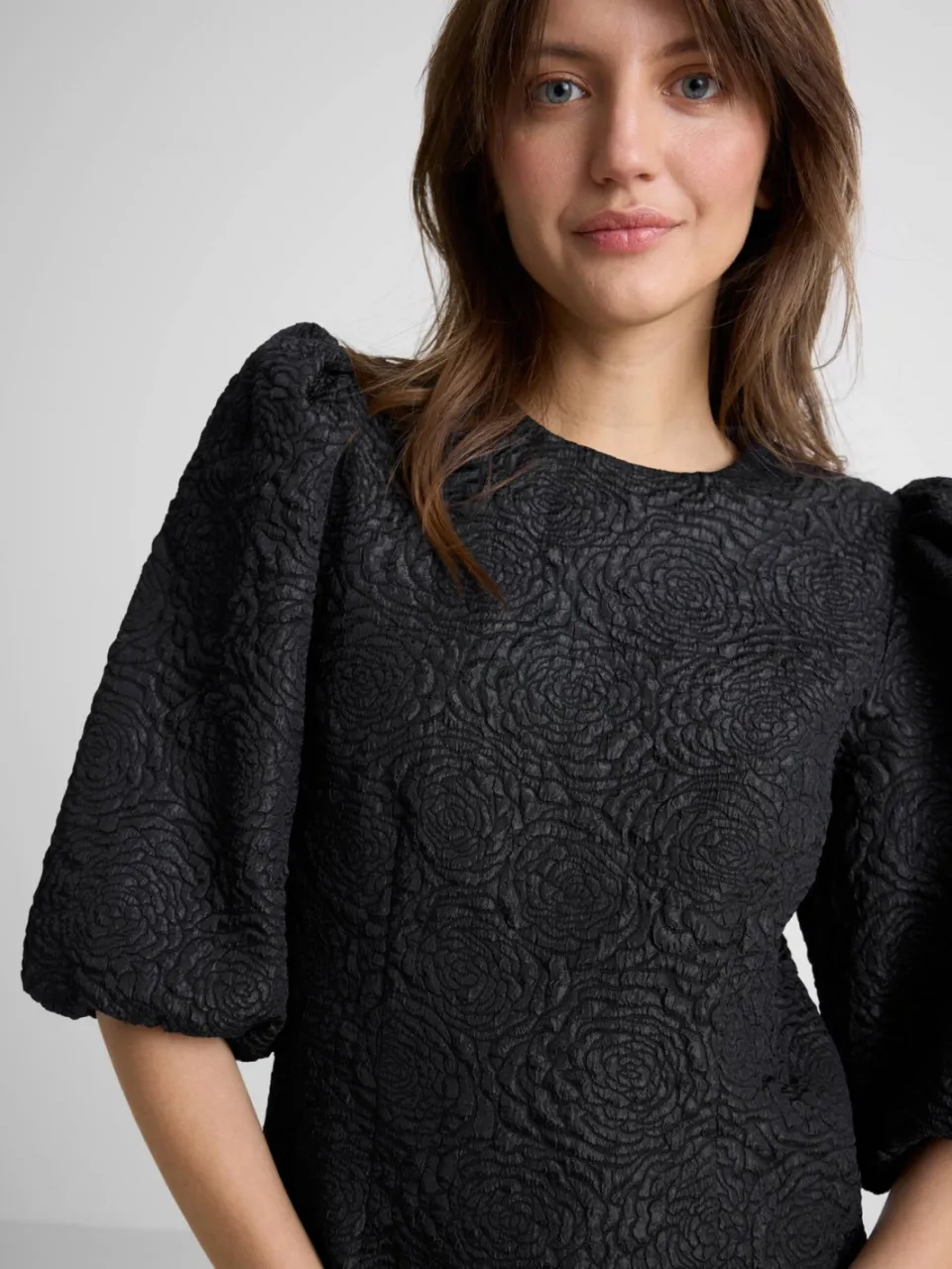 Anytime jacquard mini jurk donkerblauw, foto 3