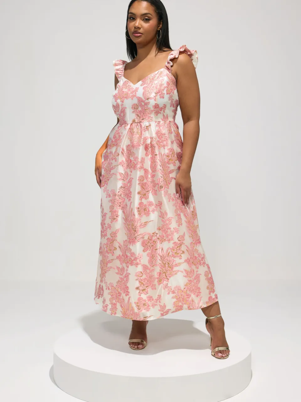 Yours London Witte Bloemen Jacquard Maxijurk-56, foto 3