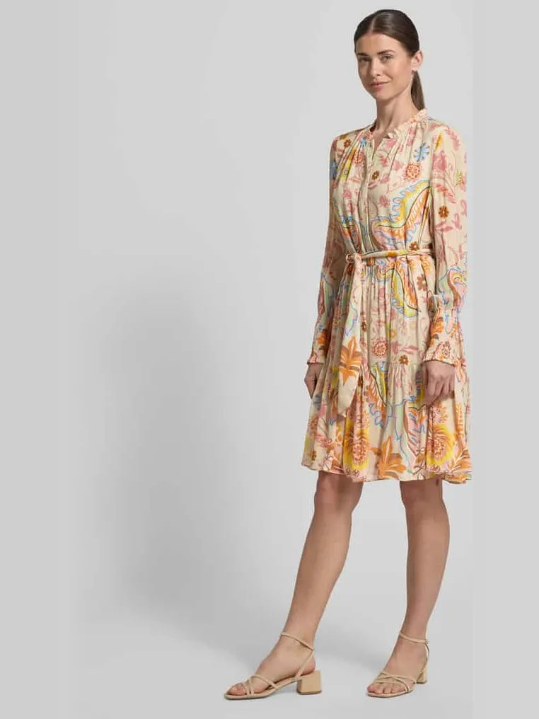HERZENS Regular fit jurk met all-over bloemenprint zand, foto 4