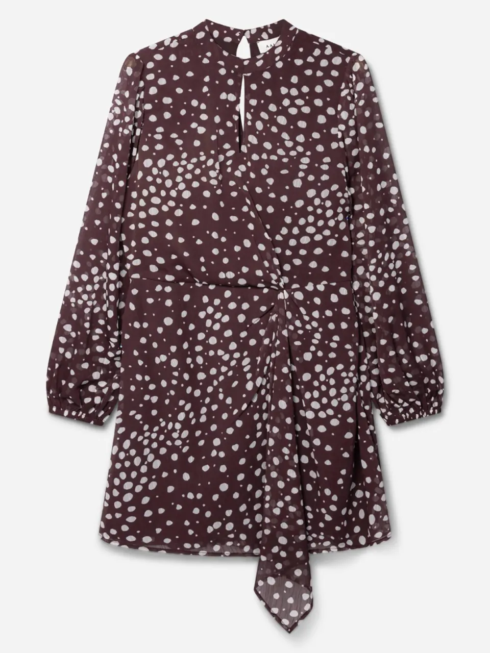 Aaiko mini jurk met stippen - donkerrood/ecru, foto 2
