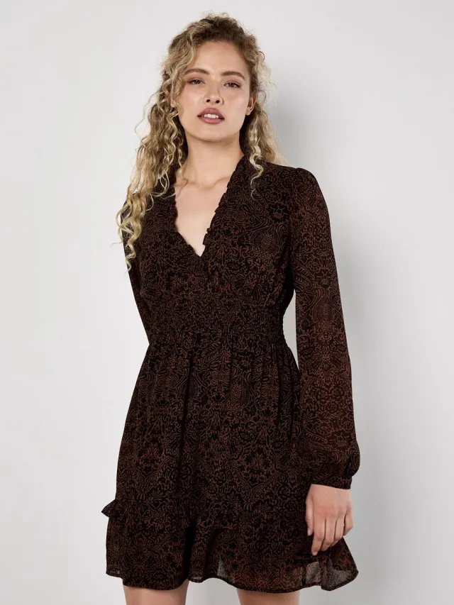 Apricot Paisley-minijurk Rust