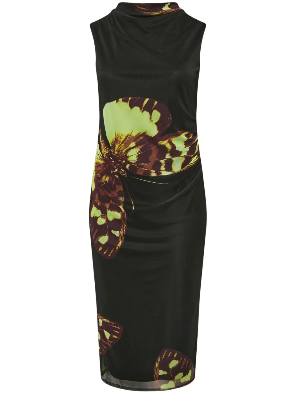 Limited Collection Midaxi Mesh Jurk Zonder Mouwen Met Vlinderprint In Zwart-52, foto 5