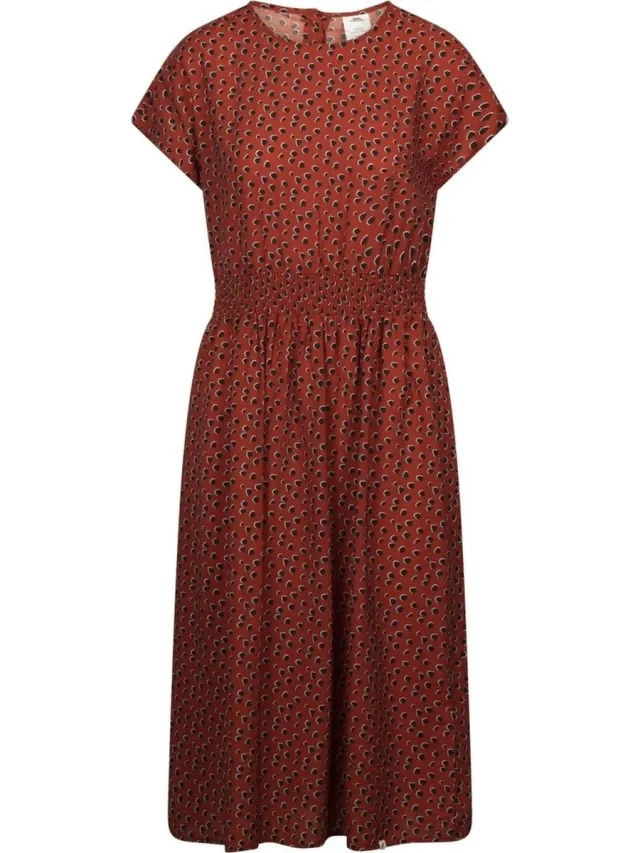 Trespass damesjurk Susanne Casual Midi Dress Burnt Sienna Print