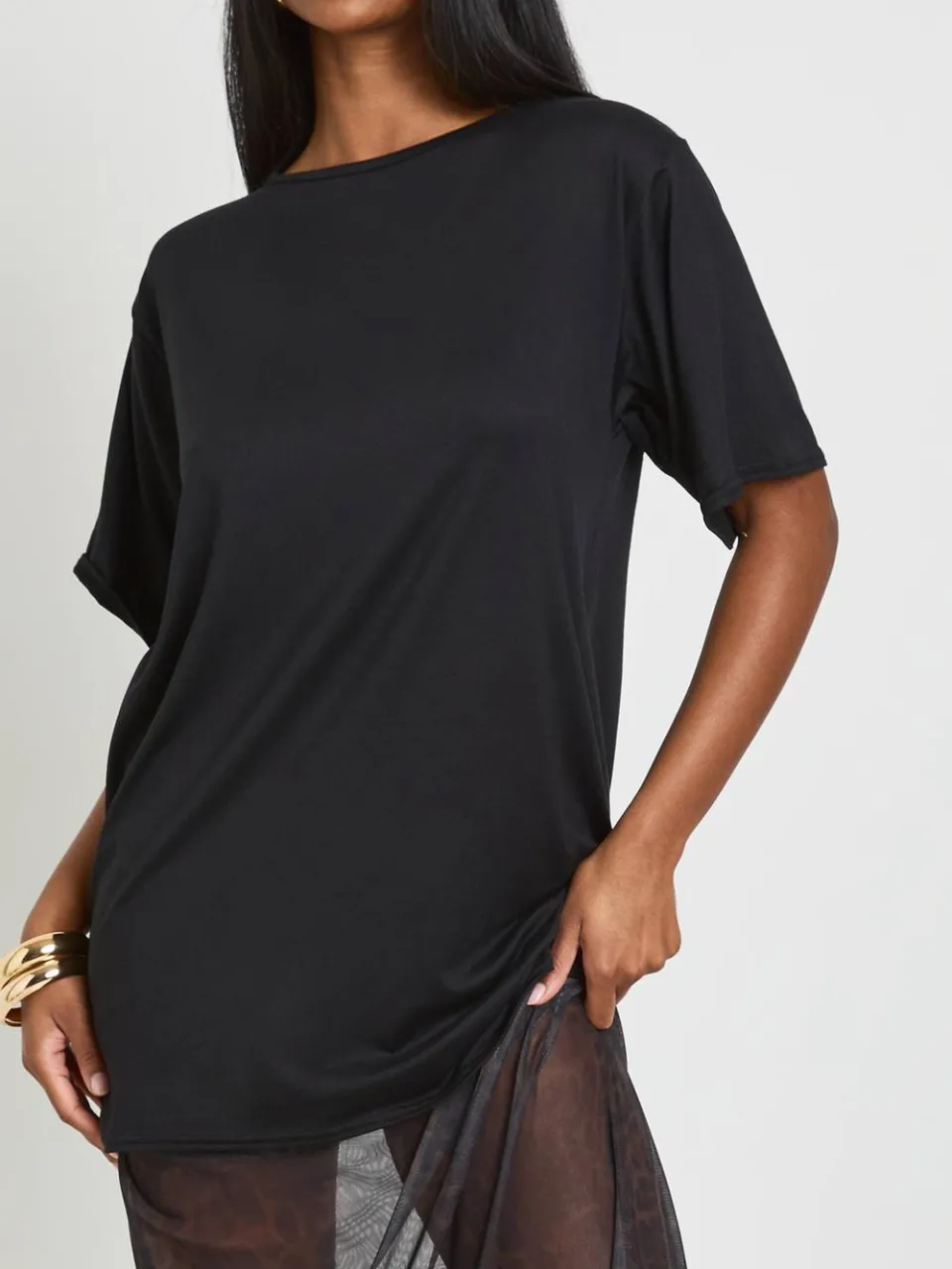 boohoo Dames T-shirt Jurk Met Luipaardprint Mesh Zoom zwart, foto 4