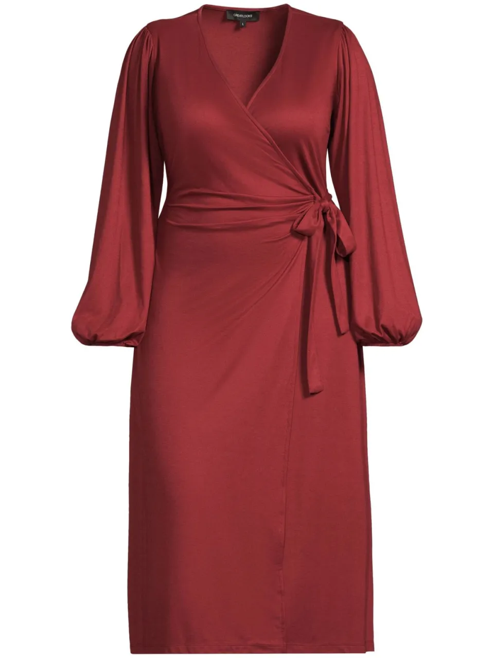 GREAT LOOKS midi overslagjurk donkerrood, foto 2